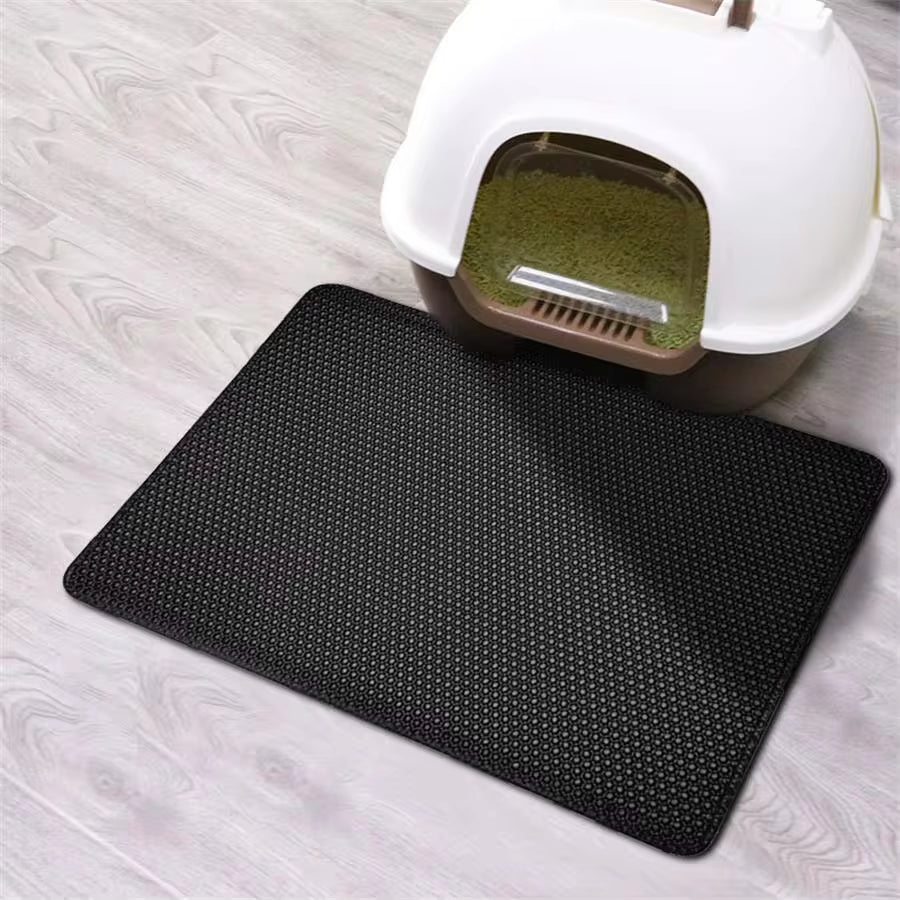 Cat Litter Mat Waterproof Urine Proof Kitty Litter Mat Honeycomb Double Layer Litter Box Mat Skidproof Soft EVA Cat Litter Mat