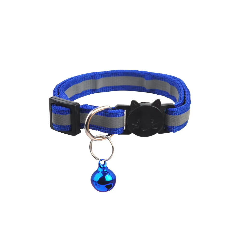 Nylon Cartoon Cat Head Pet Collar Color Bells Reflective Cat Dog Collar Pet Products Safety Breakaway Adjustable Pet Accessories