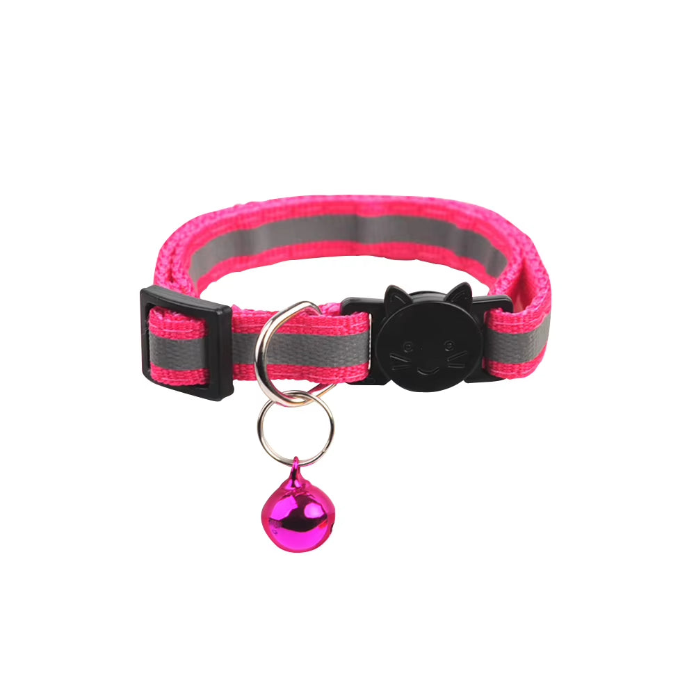 Nylon Cartoon Cat Head Pet Collar Color Bells Reflective Cat Dog Collar Pet Products Safety Breakaway Adjustable Pet Accessories