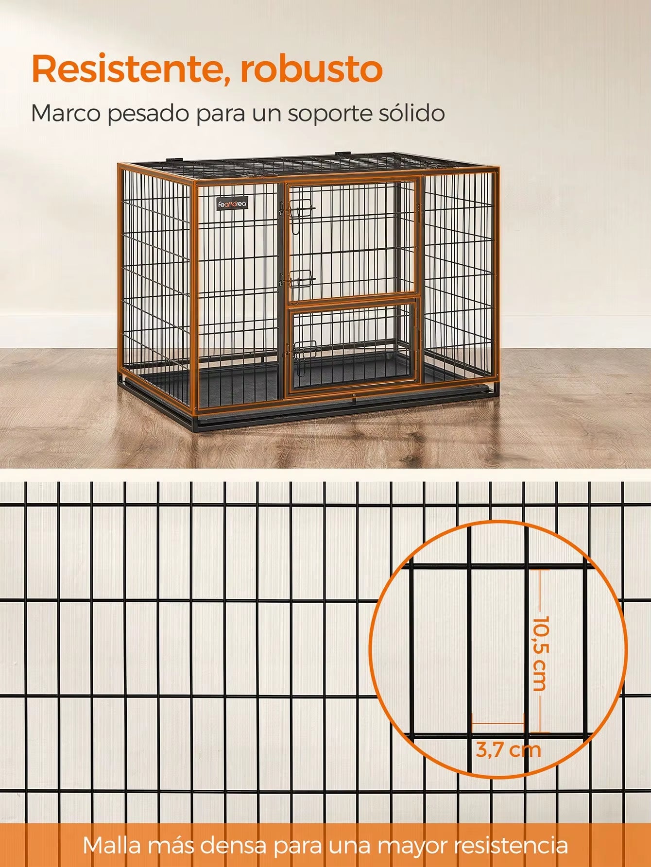 XXL Dog Crate: 122 X 74.5 X 80.5 Cm for Medium/Large Dogs. Double Removable Door, Easy Cleaning. Black.