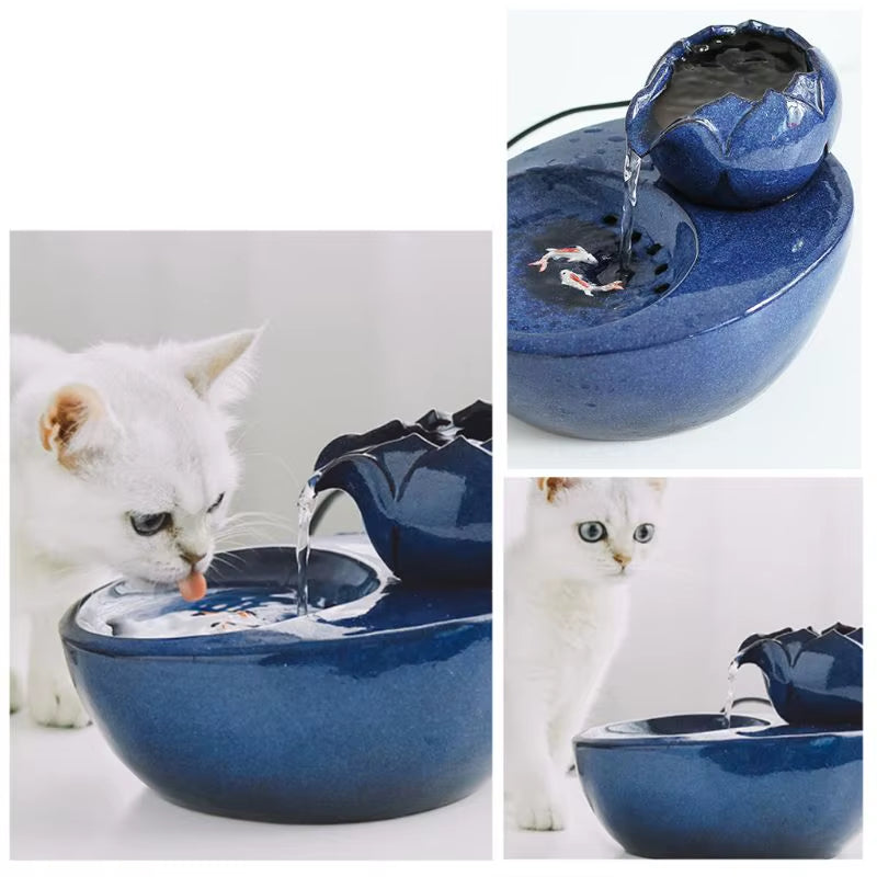 Electric Ceramics Cat Drinking Feeder Automatic Circulating Cat Dogs Drinking Water Fountain Dispenser Pet Products