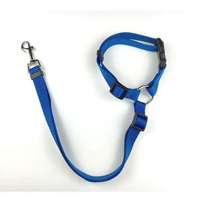 Two-In-One Nylon Adjustable Dogs Harness Collar Pet Dog Accessories Pet Car Seat Belt Lead Leash Backseat Safety Belt