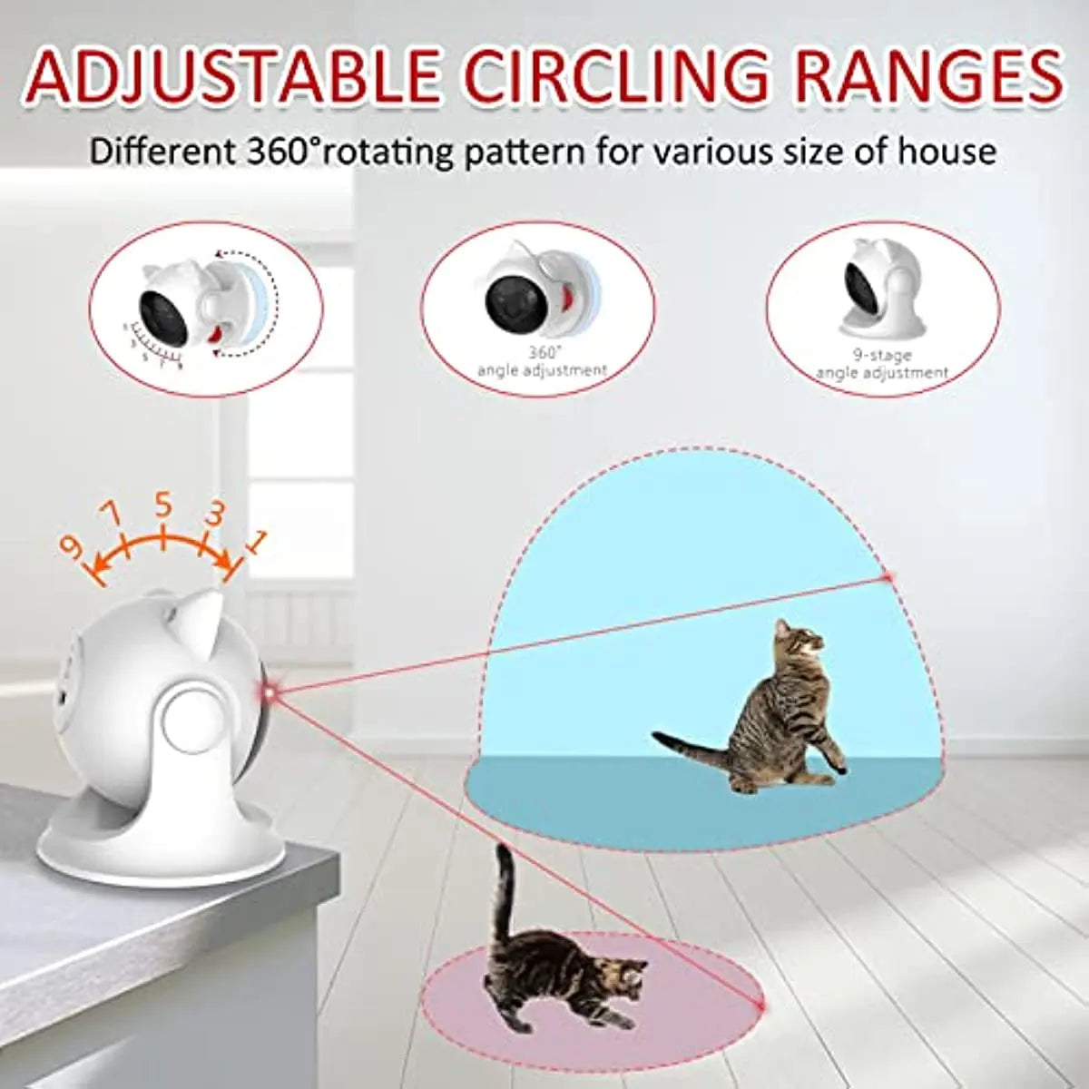 Rechargeable Motion Activated Cat Laser Toy Automatic,Interactive Cat Toys for Indoor Cats/Kittene/Dog,Fast and Slow Mode