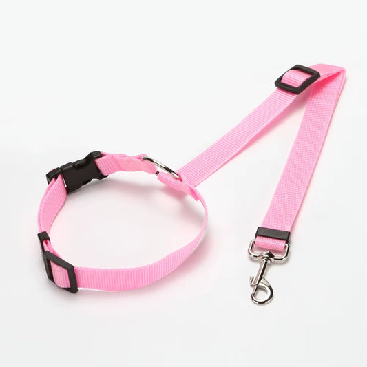 Two-In-One Nylon Adjustable Dogs Harness Collar Pet Dog Accessories Pet Car Seat Belt Lead Leash Backseat Safety Belt